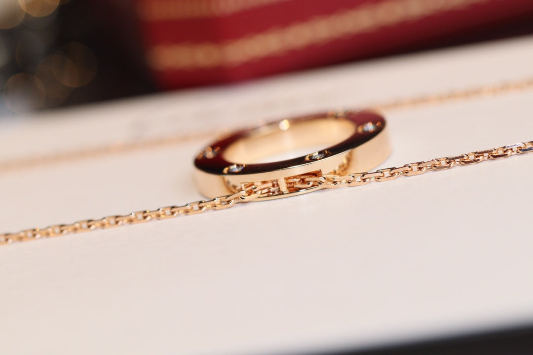 [Aurelle Style]LOVE NECKLACE 16MM 6 DIAMONDS PINK GOLD