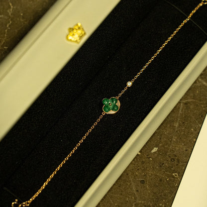 [Aurelle Style]SUN MALACHITE 1 DIAMOND PINK GOLD BRACELET