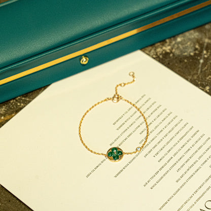 [Aurelle Style]SUN MALACHITE 1 DIAMOND PINK GOLD BRACELET