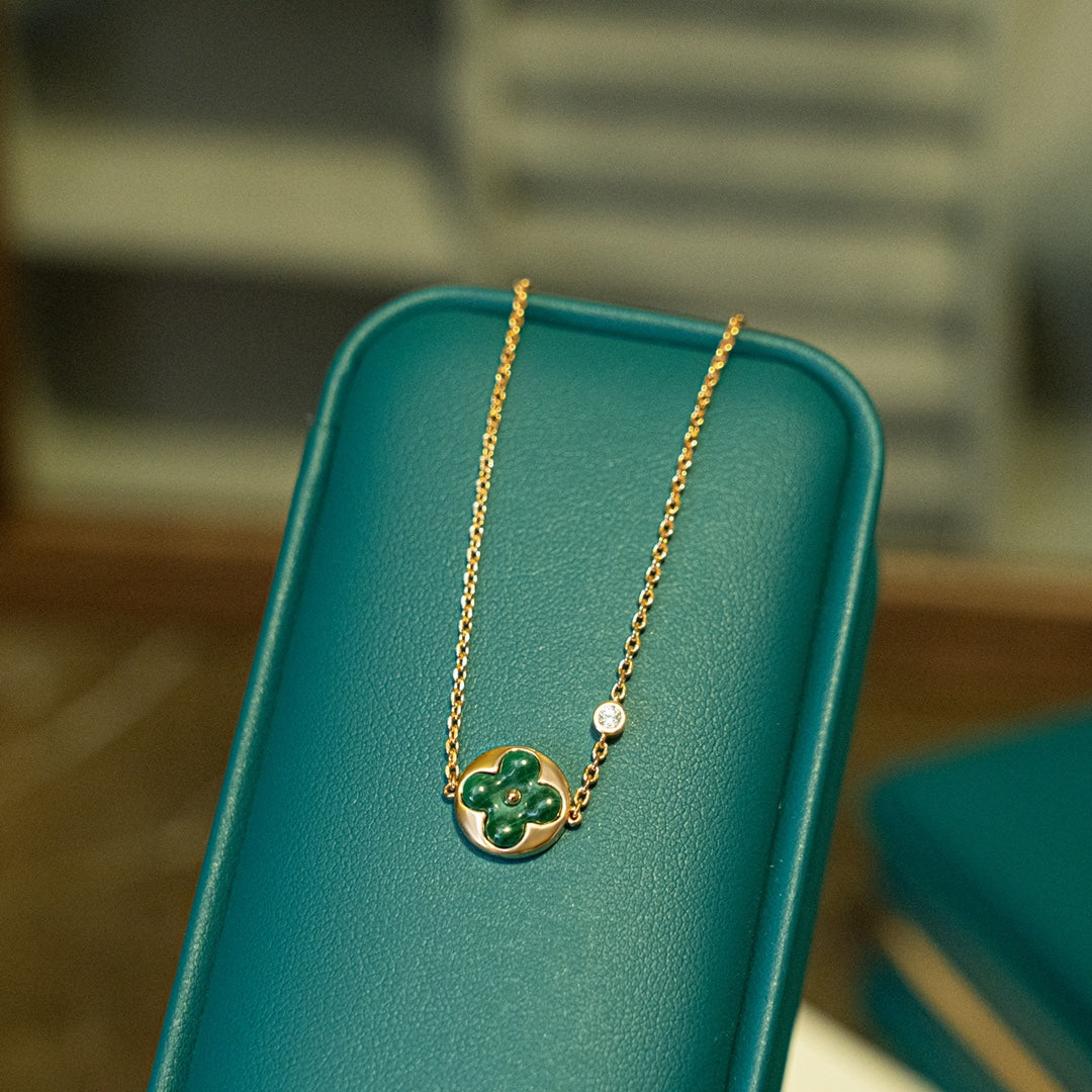[Aurelle Style]SUN MALACHITE 1 DIAMOND PINK GOLD BRACELET