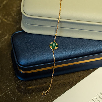 [Aurelle Style]SUN MALACHITE 1 DIAMOND PINK GOLD BRACELET