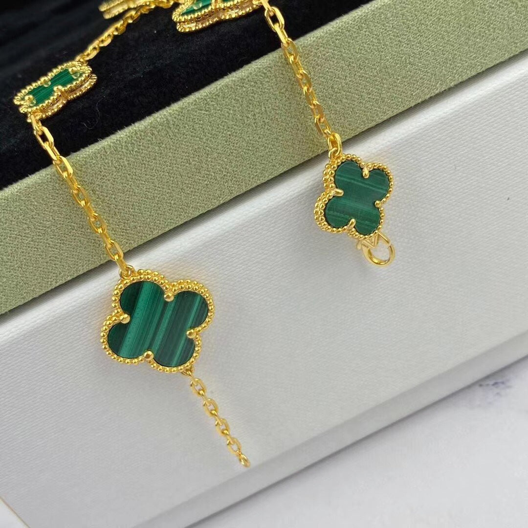 [Aurelle Style]MAGIC CLOVER MALACHITE GOLD BRACELET 5 MOTIFS