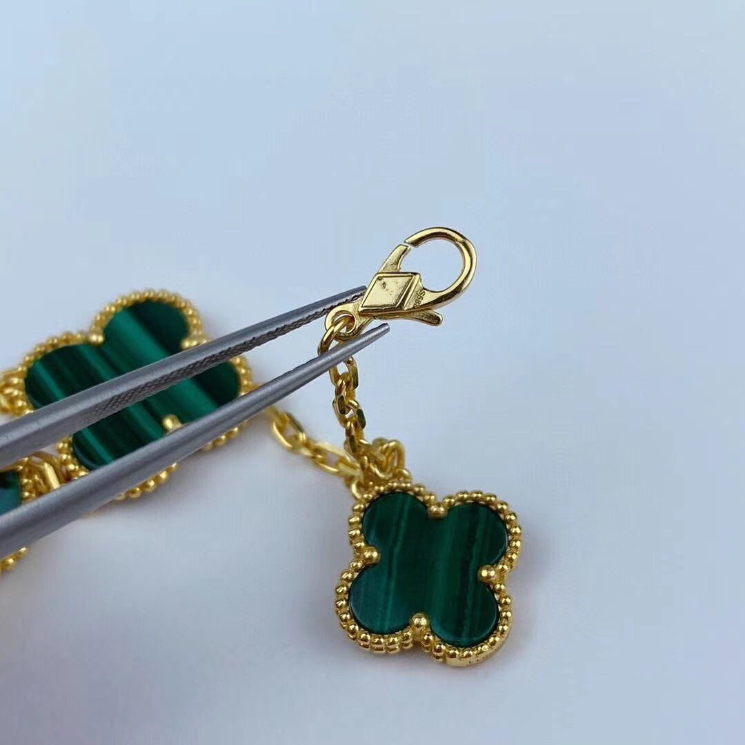 [Aurelle Style]MAGIC CLOVER MALACHITE GOLD BRACELET 5 MOTIFS