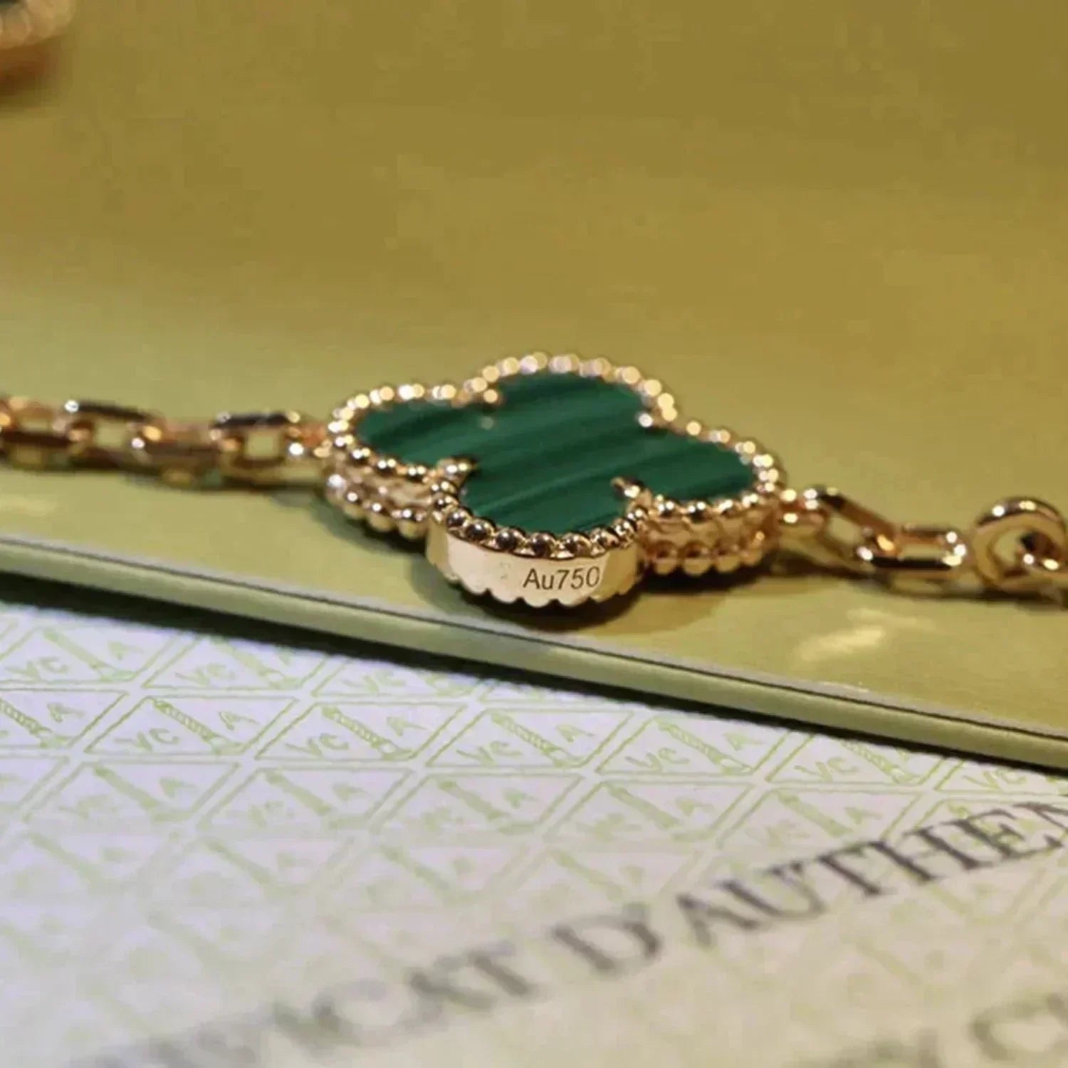 [Aurelle Style] CLOVER 5 MOTIF MALACHITE BRACELET COLLECTION