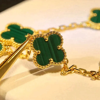 [Aurelle Style] CLOVER 5 MOTIF MALACHITE BRACELET COLLECTION