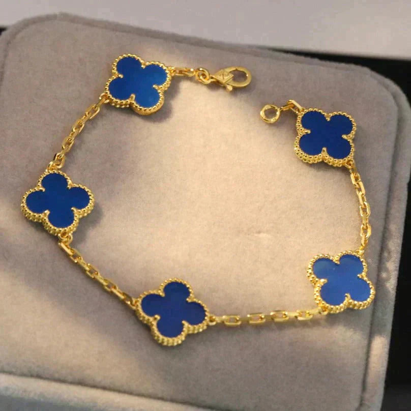 [Aurelle Style] CLOVER 5 MOTIF BLUE AGATE BRACELET COLLECTION