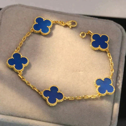 [Aurelle Style] CLOVER 5 MOTIF BLUE AGATE BRACELET COLLECTION