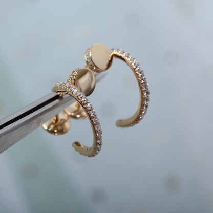 [Aurelle Style]JUSTE EARRINGS 12.75MM PINK GOLD DIAMOND
