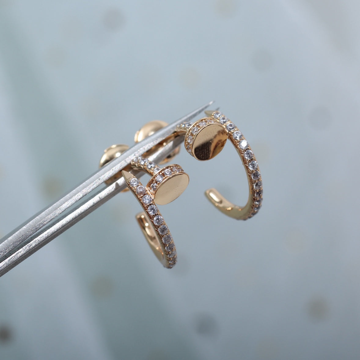 [Aurelle Style]JUSTE EARRINGS 12.75MM PINK GOLD DIAMOND
