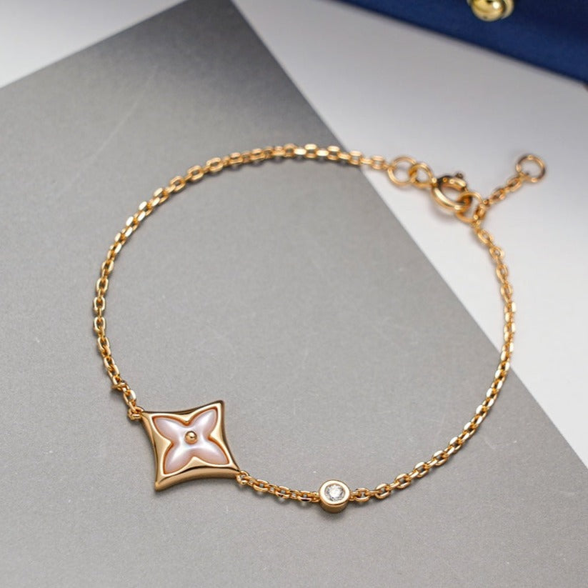 [Aurelle Style]STAR 1 DIAMOND PINK GOLD BRACELET