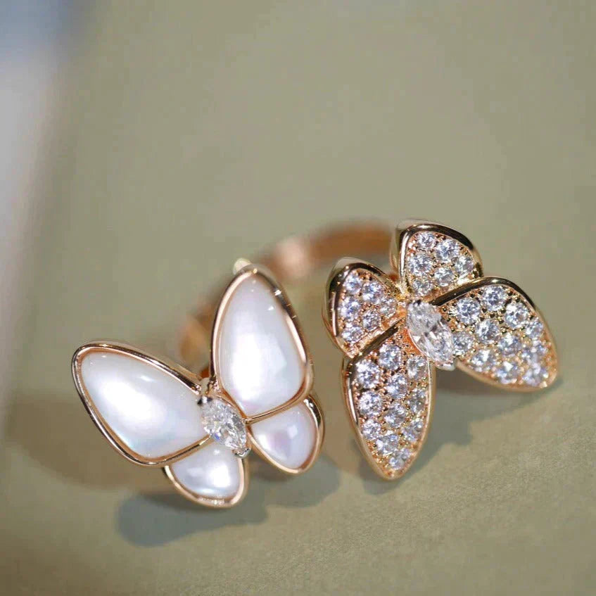[Aurelle Style]TWIN BUTTERFLY DIAMOND MOP RING