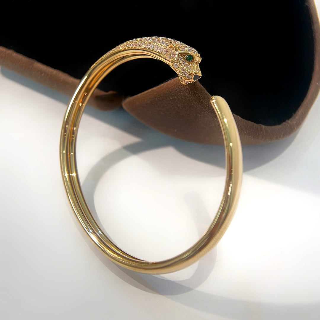 [Aurelle Style]PANTHERE GOLD DIAMOND OPEN BRACELET