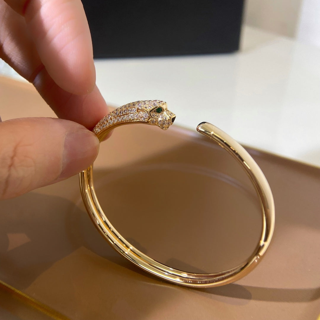 [Aurelle Style]PANTHERE GOLD DIAMOND OPEN BRACELET