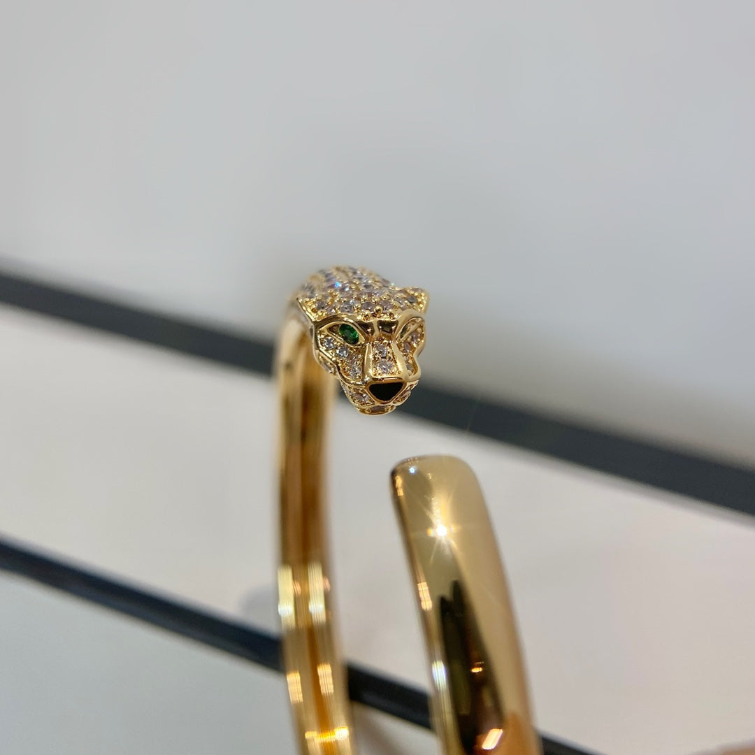 [Aurelle Style]PANTHERE GOLD DIAMOND OPEN BRACELET