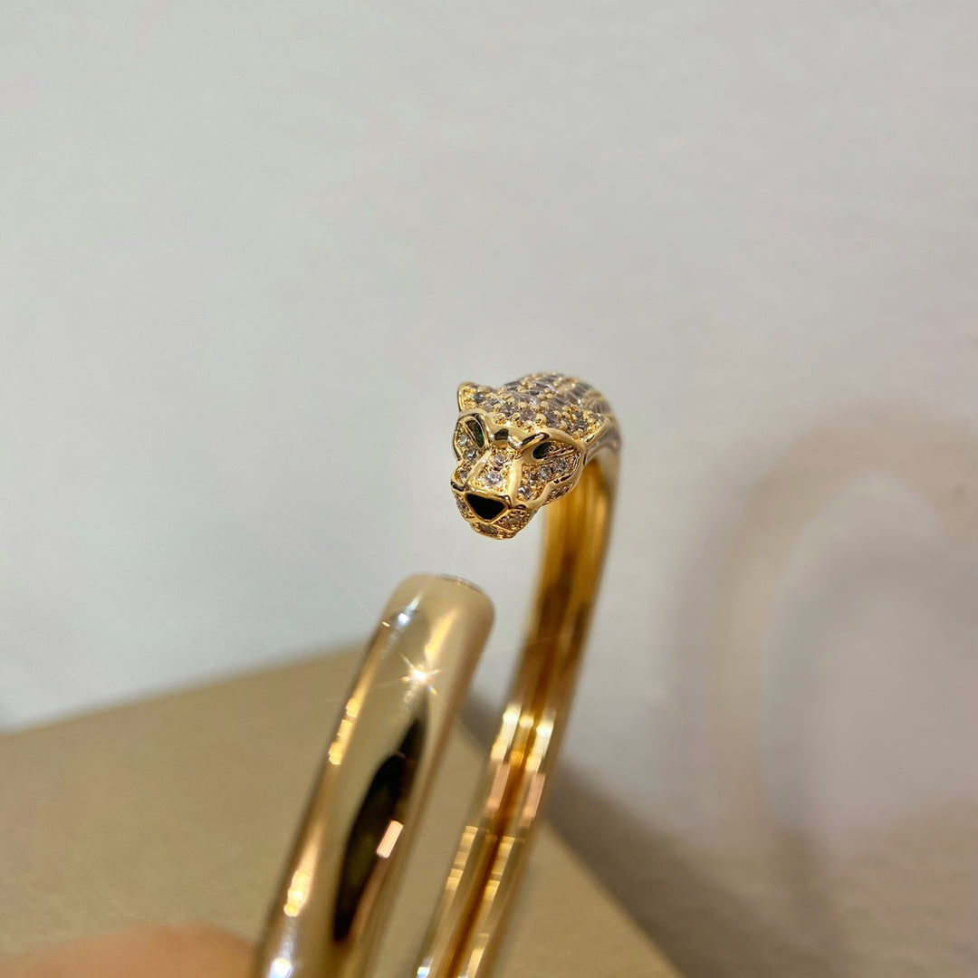 [Aurelle Style]PANTHERE GOLD DIAMOND OPEN BRACELET