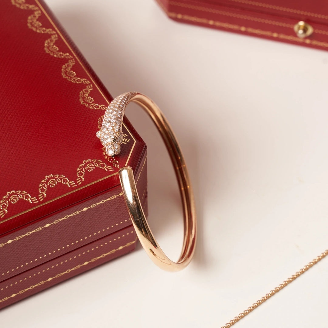 [Aurelle Style]PANTHERE ROSE GOLD DIAMOND OPEN BRACELET