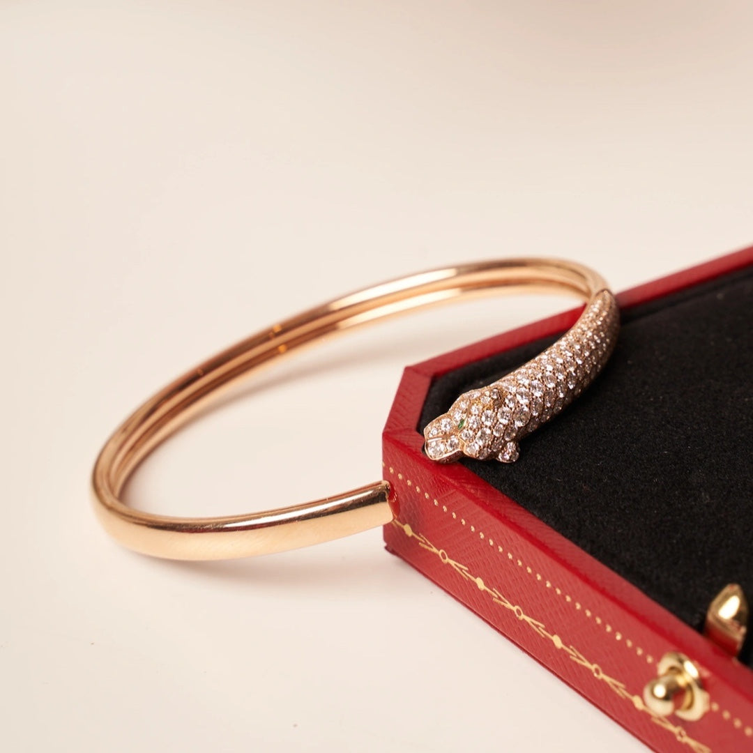 [Aurelle Style]PANTHERE ROSE GOLD DIAMOND OPEN BRACELET