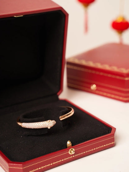 [Aurelle Style]PANTHERE ROSE GOLD DIAMOND OPEN BRACELET