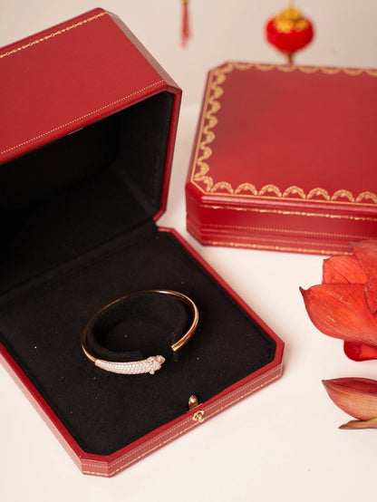 [Aurelle Style]PANTHERE ROSE GOLD DIAMOND OPEN BRACELET