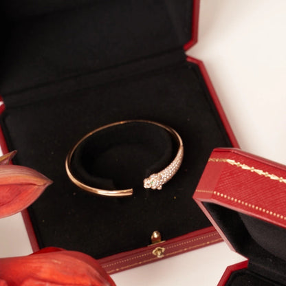 [Aurelle Style]PANTHERE ROSE GOLD DIAMOND OPEN BRACELET