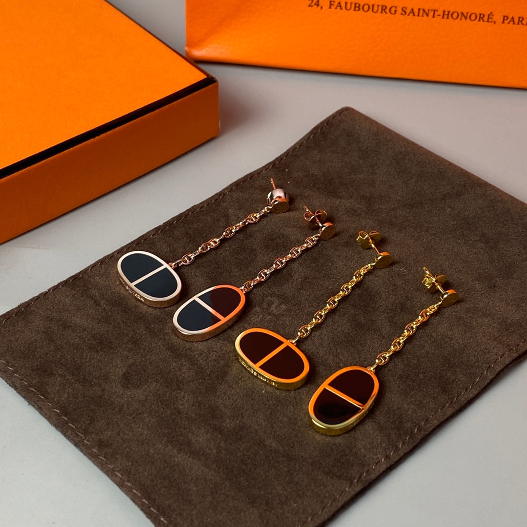 [Aurelle Style]CHAINE VERSO BLACK CERAMIC EARRINGS