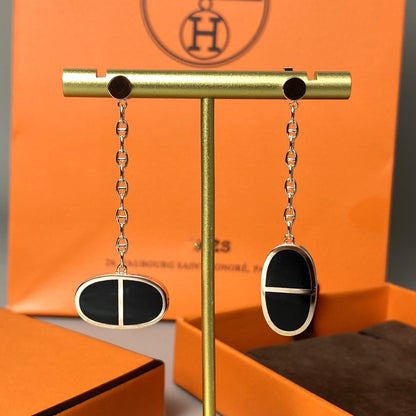 [Aurelle Style]CHAINE VERSO BLACK CERAMIC EARRINGS