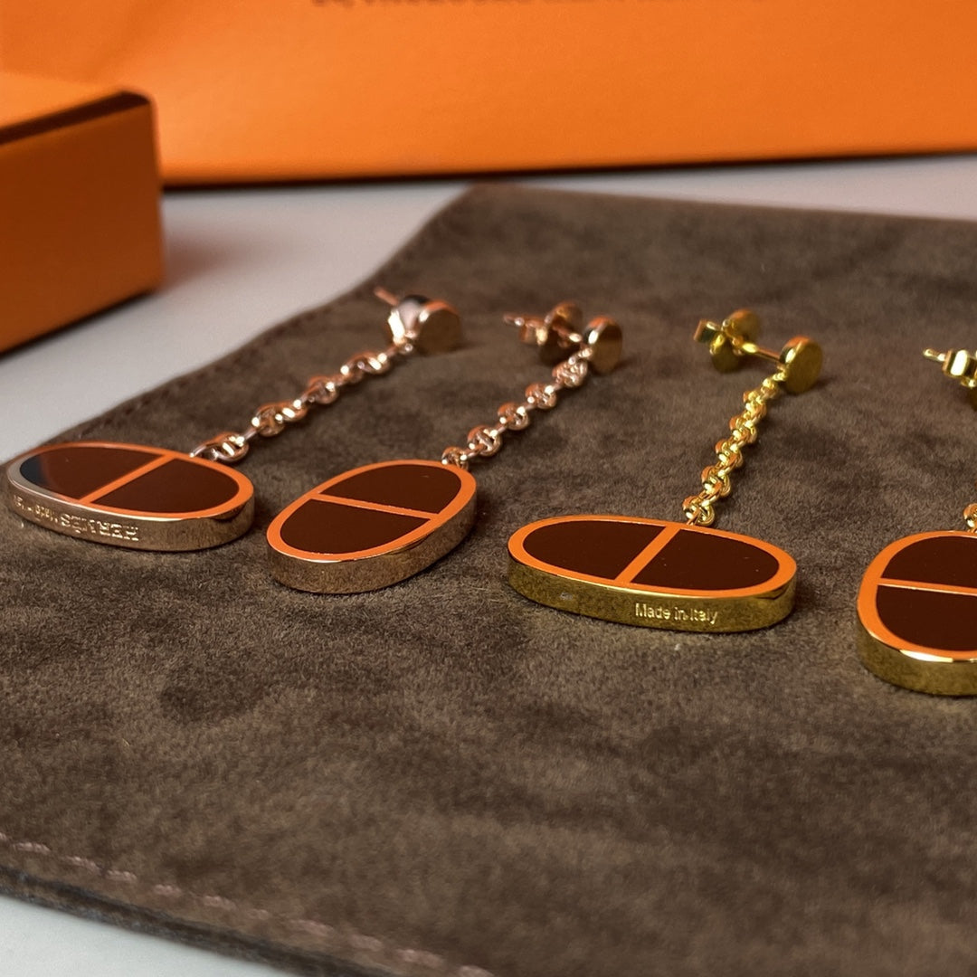 [Aurelle Style]CHAINE VERSO BLACK CERAMIC EARRINGS