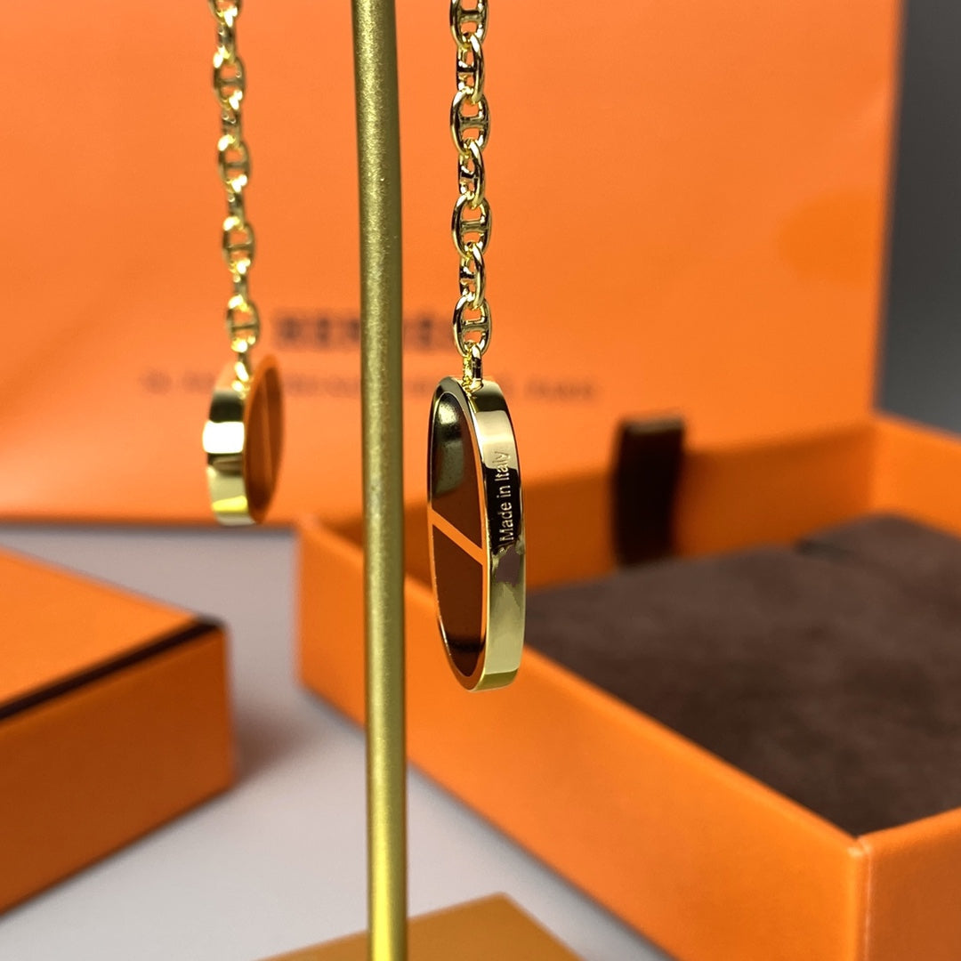 [Aurelle Style]CHAINE VERSO BLACK CERAMIC EARRINGS