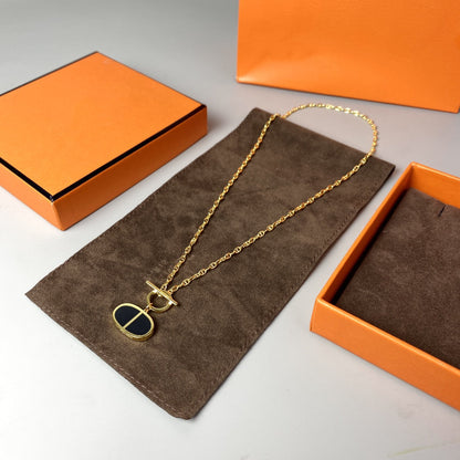 [Aurelle Style]CHAINE VERSO BLACK CERAMIC NECKLACE