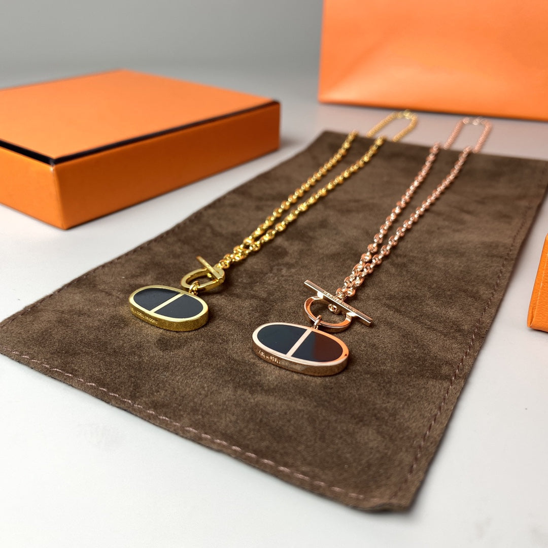 [Aurelle Style]CHAINE VERSO BLACK CERAMIC NECKLACE
