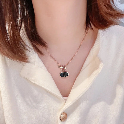 [Aurelle Style]CHAINE VERSO BLACK CERAMIC NECKLACE