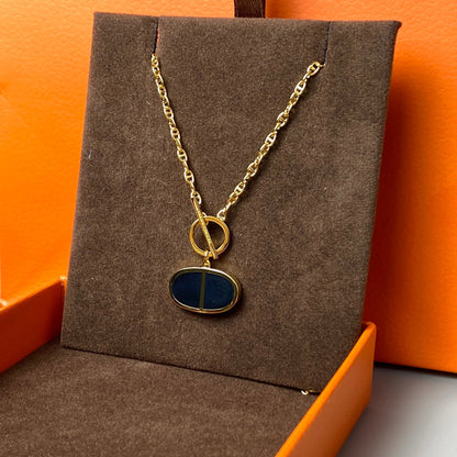[Aurelle Style]CHAINE VERSO BLACK CERAMIC NECKLACE