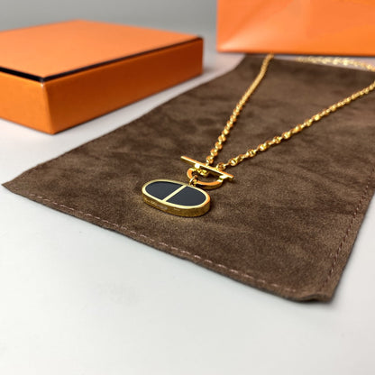 [Aurelle Style]CHAINE VERSO BLACK CERAMIC NECKLACE