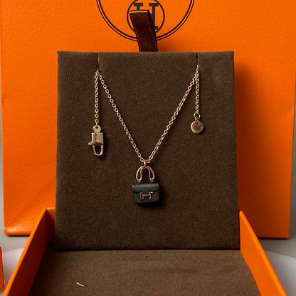 [Aurelle Style]CONSTANCE BLACK PEDANT PINK GOLD NECKLACE