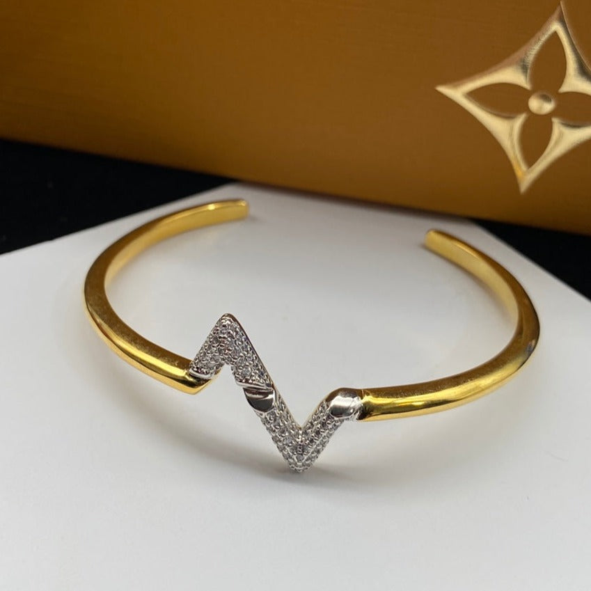 [Aurelle Style]VOLTE UPSITE DOWN DIAMOND GOLD OPEN BRACELET