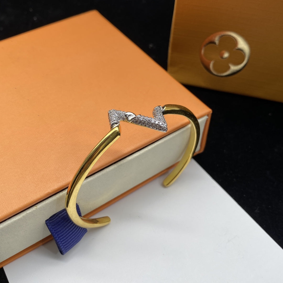 [Aurelle Style]VOLTE UPSITE DOWN DIAMOND GOLD OPEN BRACELET