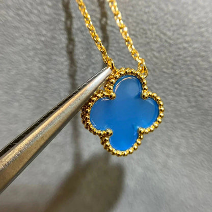 [Aurelle Style]CLOVER 15MM BLUE AGATE NECKLACE
