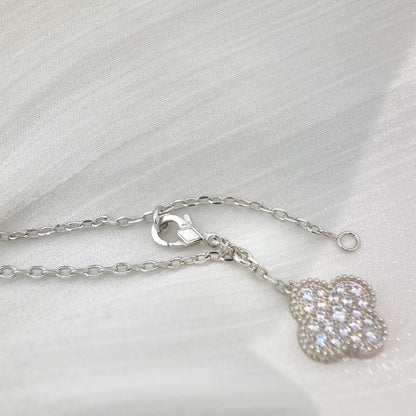 [Aurelle Style]CLOVER 5 MOTIFS SILVER DIAMONDS NECKLACE