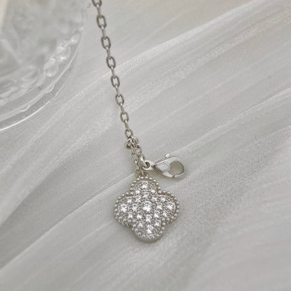[Aurelle Style]CLOVER 5 MOTIFS SILVER DIAMONDS NECKLACE