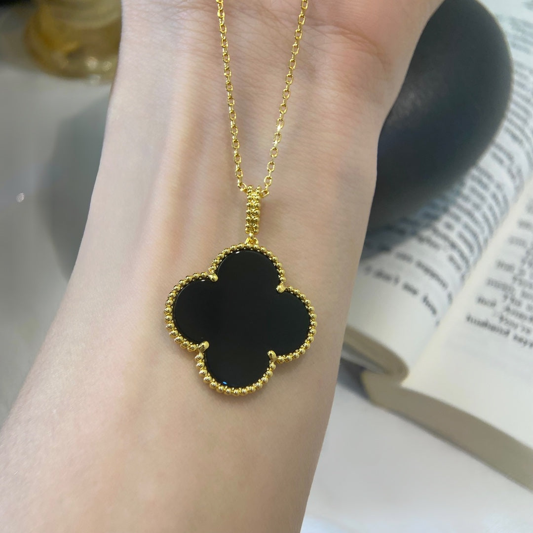 [Aurelle Style]CLOVER 25MM NECKLACE GOLD ONYX