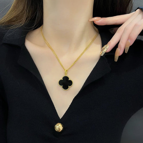 [TOP]CLOVER 25MM NECKLACE GOLD ONYX