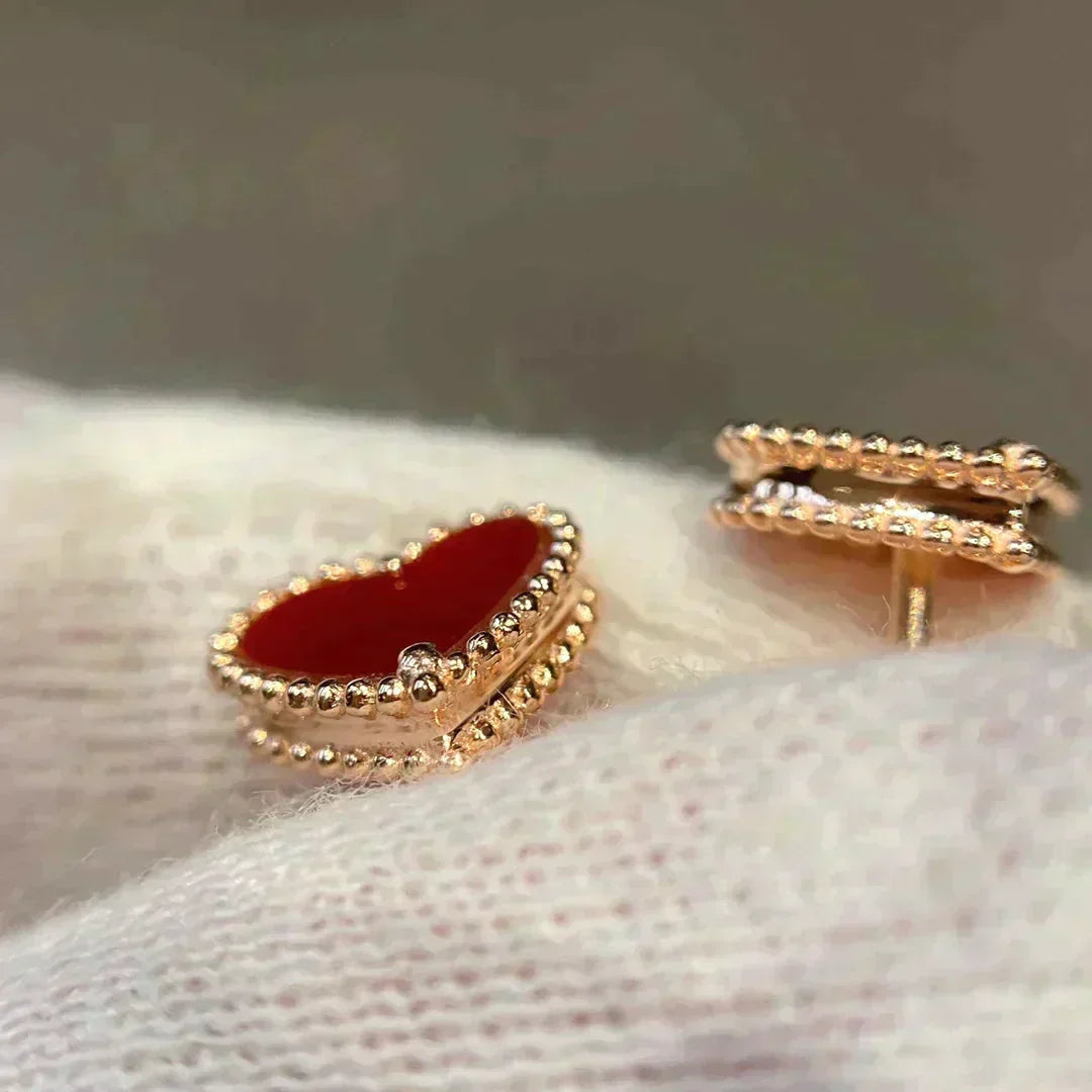 [TOP]HEART CARNELIAN STUD EARRINGS