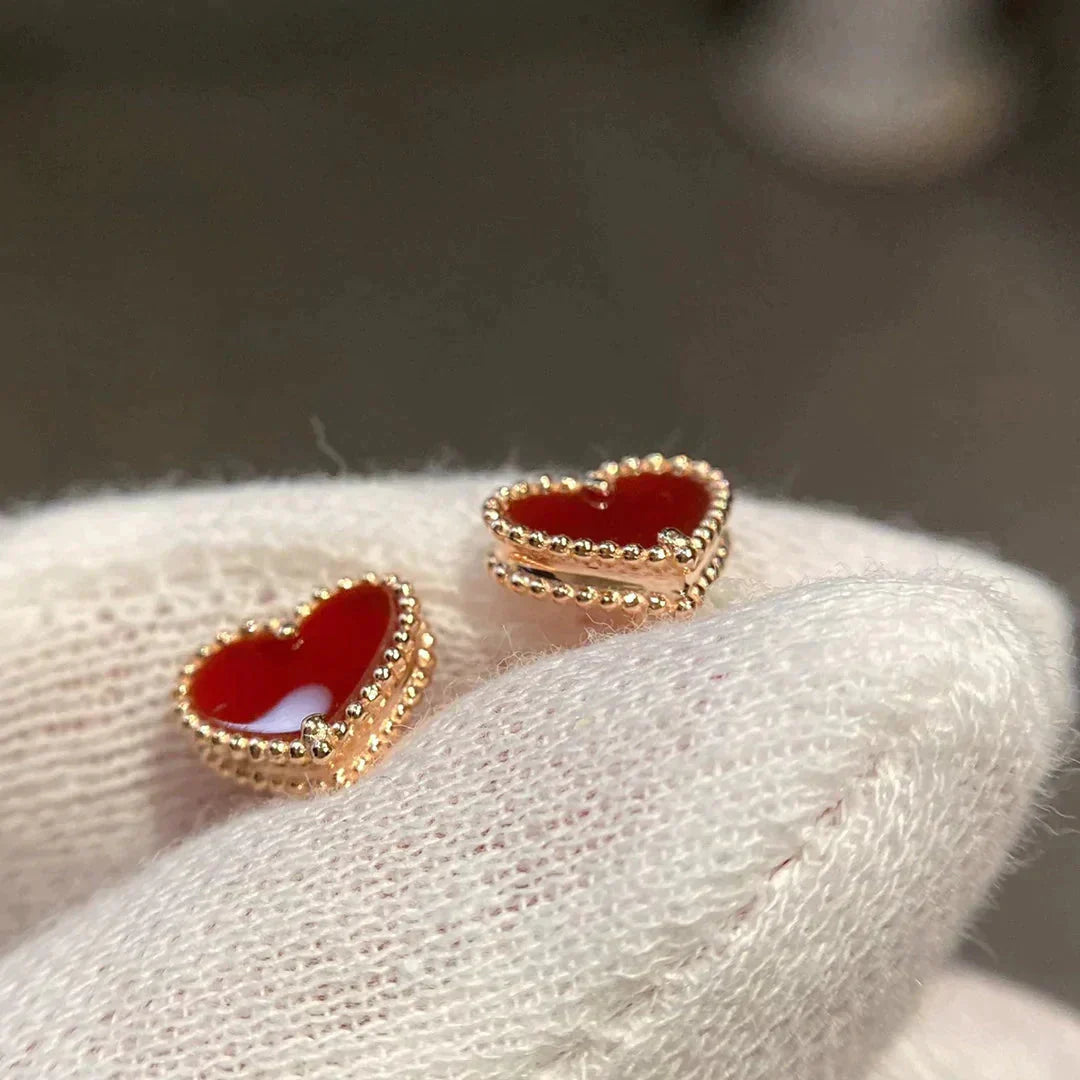 [Aurelle Style]HEART CARNELIAN STUD EARRINGS