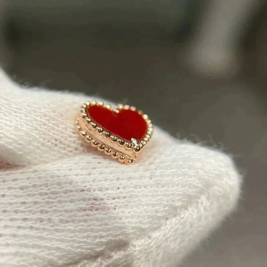 [Aurelle Style]HEART CARNELIAN STUD EARRINGS