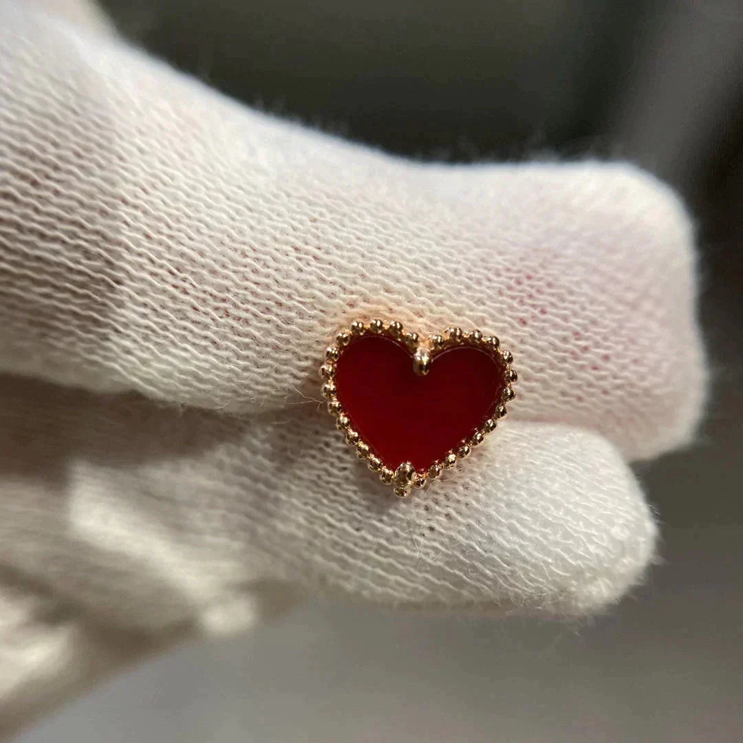 [Aurelle Style]HEART CARNELIAN STUD EARRINGS