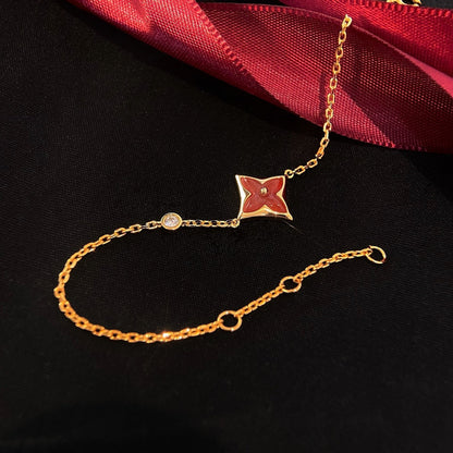 [Aurelle Style]COLOR STAR CARNELIAN PINK GOLD DIAMOND BRACELET