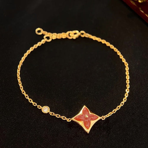 [Aurelle Style]COLOR STAR CARNELIAN PINK GOLD DIAMOND BRACELET