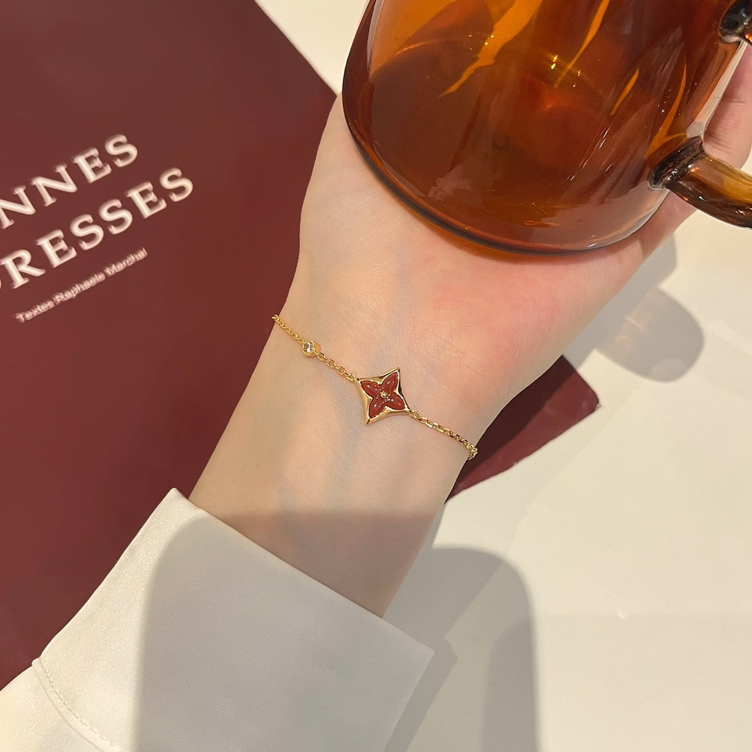 [Aurelle Style]COLOR STAR CARNELIAN PINK GOLD DIAMOND BRACELET