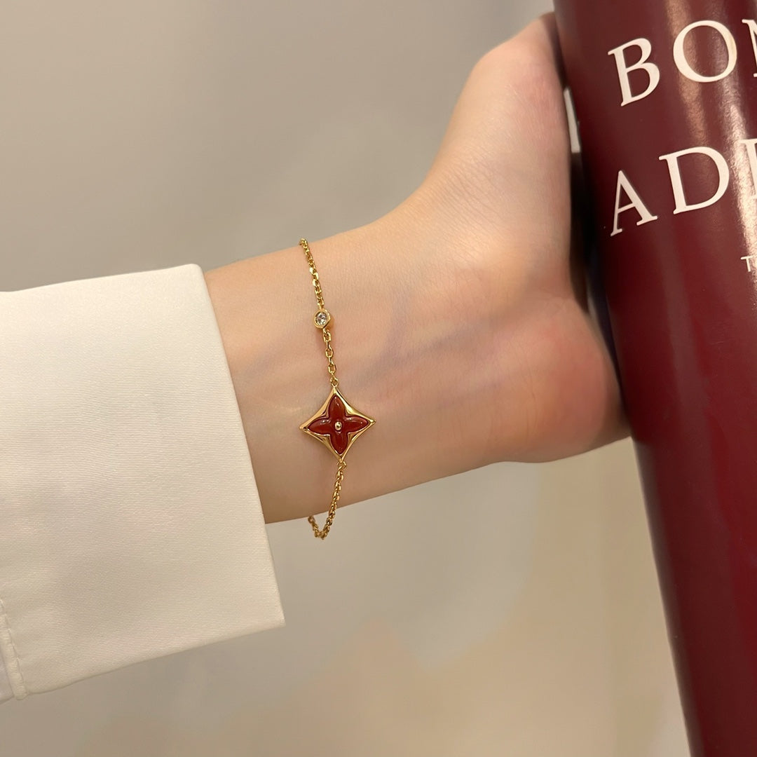 [Aurelle Style]COLOR STAR CARNELIAN PINK GOLD DIAMOND BRACELET