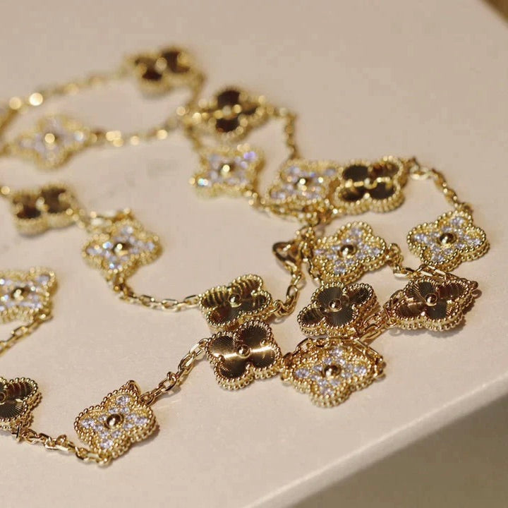 [Aurelle Style]CLOVER 20 MOTIFS LASER DIAMOND NECKLACE